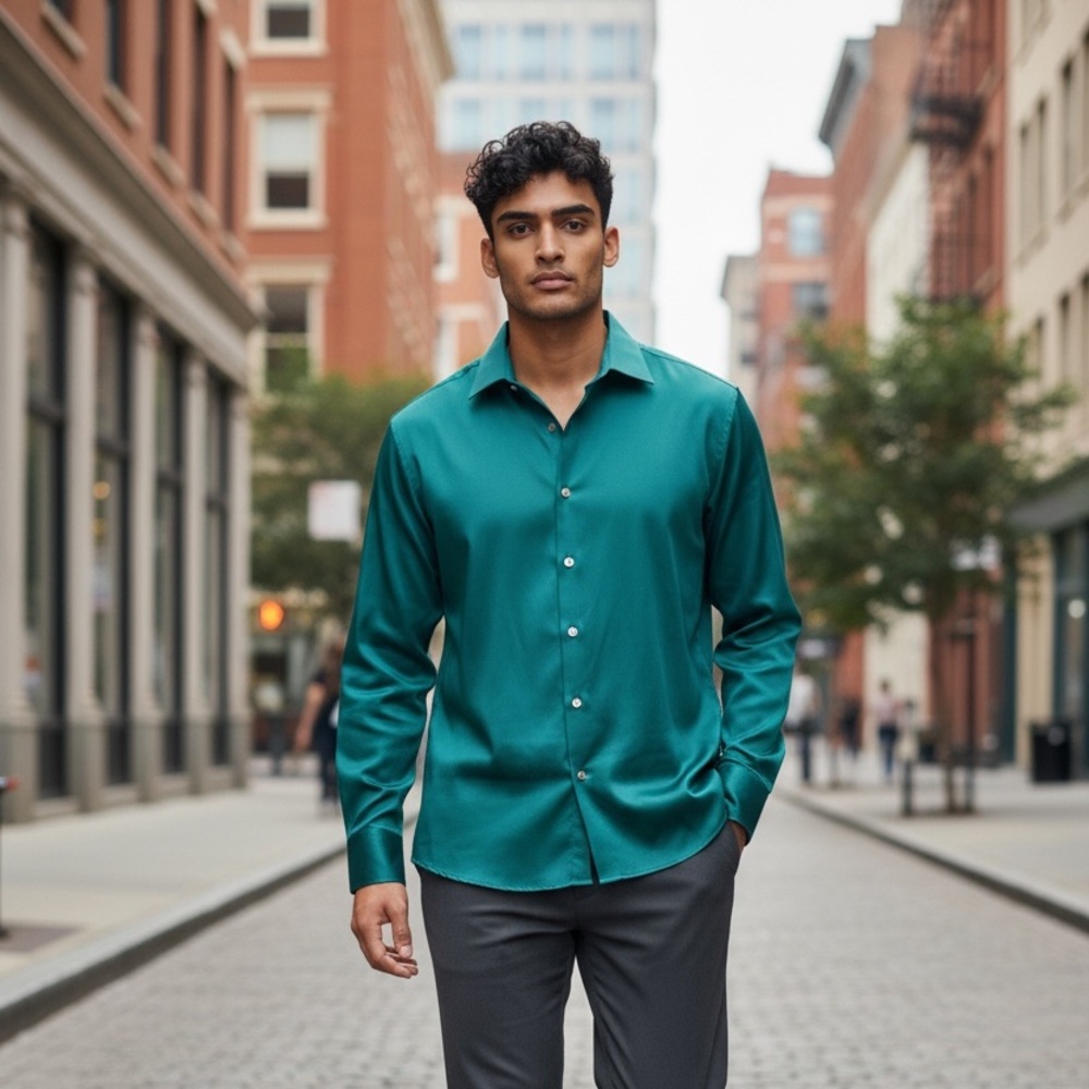 Kenneth Cole New York Mens Teal Green Regular Fit Wrinkle Free Stretch Shirt XL
